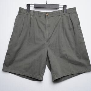 Vintage‎ Bay to Bay Green Cotton Shorts Elastic Waist Pleated Waist 38